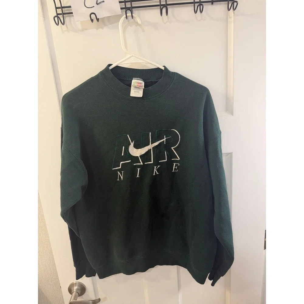 Vintage Nike Air Embroidered Sweatshirt Hunter Green Fruit of the Loom Large